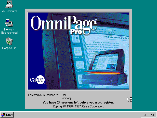 OmniPage Pro 8 - Splash